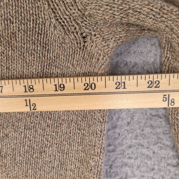 Chaps Sweater Mens Large Brown Mock Neck 1/4 Button Cotton Pullover - Picture 6 of 15
